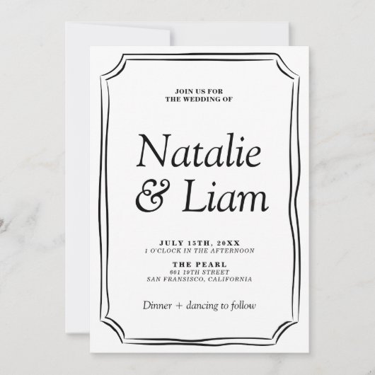 Unique Black & White Old Money Stripes Invitation 招待状 (正面)