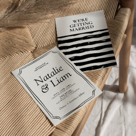 Unique Black & White Old Money Stripes Invitation 招待状