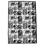 Unique Black & White Photo Collage ミディアムペーパーバッグ (正面)