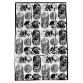 Unique Black & White Photo Collage ミディアムペーパーバッグ (裏面)