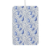 Unique Blue Toile Cocoa Chic Botanical Pattern カーエアーフレッシュナー (正面)