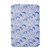 Unique Blue Toile Cocoa Chic Botanical Pattern バスマット (正面縦)