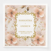 Unique Blush Gold Boho Wedding Napkins (正面)