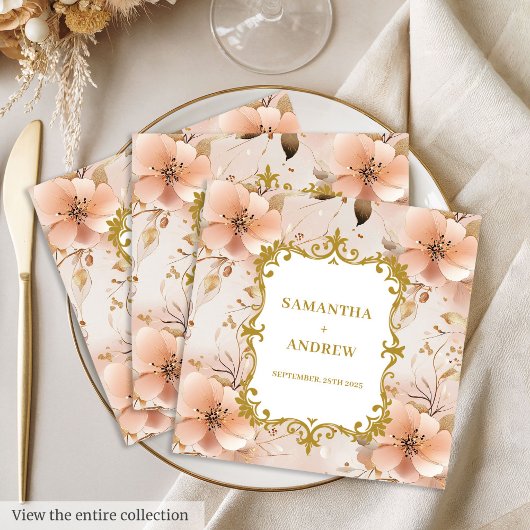 Unique Blush Gold Boho Wedding Napkins