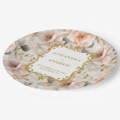 Unique Blush Gold Wedding Paper Plates ペーパープレート (アングル)