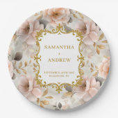 Unique Blush Gold Wedding Paper Plates ペーパープレート (正面)