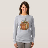 Unique Book Pumpkin Reader Autumn Long Sleeve Tee Tシャツ (正面フル)