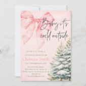 Unique Bow Girl's Baby Shower in the Winter 招待状 (正面)