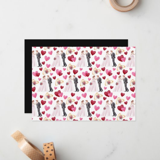 Unique Bride & Groom Wedding Note Card ノートカード (正面/裏面インサイチュ)