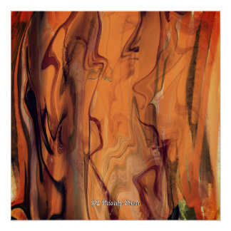Unique Brown Abstract Marble Liquified Wall Art ポスター