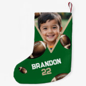 Unique Brown & Green Football Photo Name スモールクリスマスストッキング (裏面)