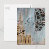 Unique Building Abstract Mixed Media Collage ポストカード (正面/裏面)