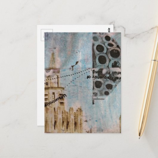 Unique Building Abstract Mixed Media Collage ポストカード (正面/裏面インサイチュ)