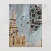 Unique Building Abstract Mixed Media Collage ポストカード (正面)