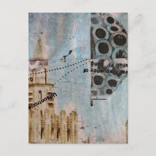 Unique Building Abstract Mixed Media Collage ポストカード (正面)