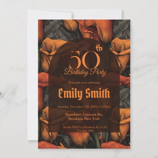 Unique Call Lilies Accent First Birthday Gift 招待状 (正面)