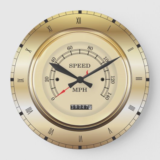Unique Car Speedometer (MPH) Themed ラージ壁時計 (正面)