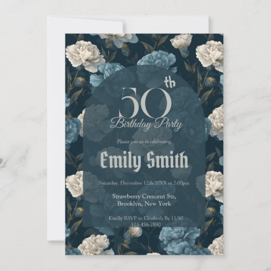 Unique Carnation Accent Surprise Birthday 招待状 (正面)