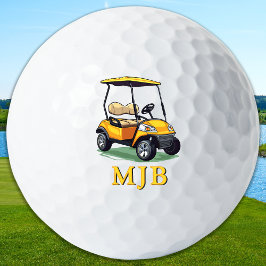 Unique Cart Golfer Personalized 3 Initial Monogram ゴルフボール