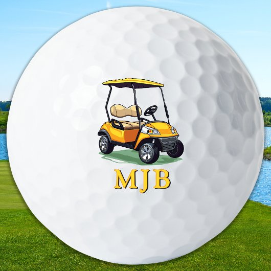 Unique Cart Golfer Personalized 3 Initial Monogram ゴルフボール