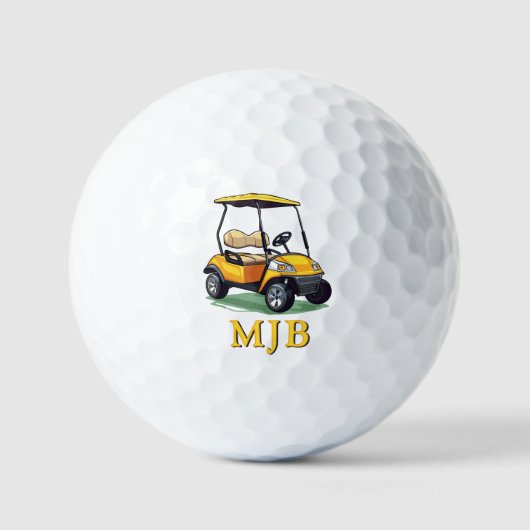 Unique Cart Golfer Personalized 3 Initial Monogram ゴルフボール (正面)