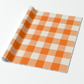 Unique & Chic Bold Orange & Cream Buffalo Plaid ラッピングペーパー (アンロールド)