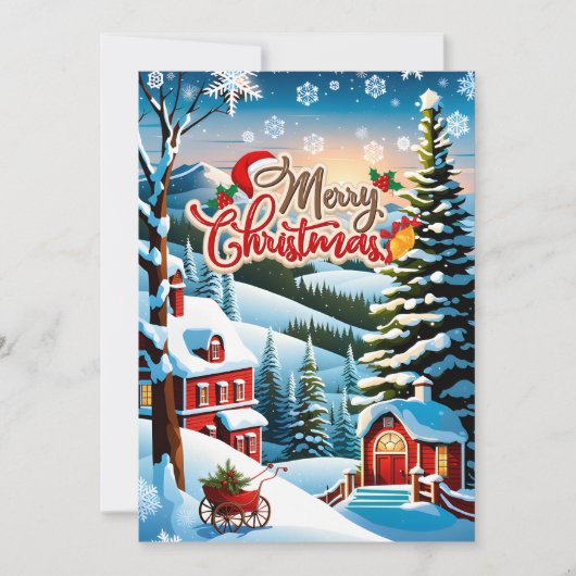 Unique Christmas Card with Red Houses in the Mount シーズンカード (正面)