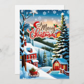 Unique Christmas Card with Red Houses in the Mount シーズンカード (正面/裏面)