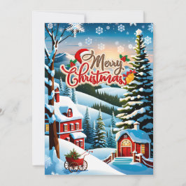 Unique Christmas Card with Red Houses in the Mount シーズンカード
