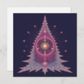 Unique Christmas Cards Pink and Purple Tree シーズンカード (正面/裏面)