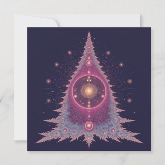 Unique Christmas Cards Pink and Purple Tree シーズンカード (正面)