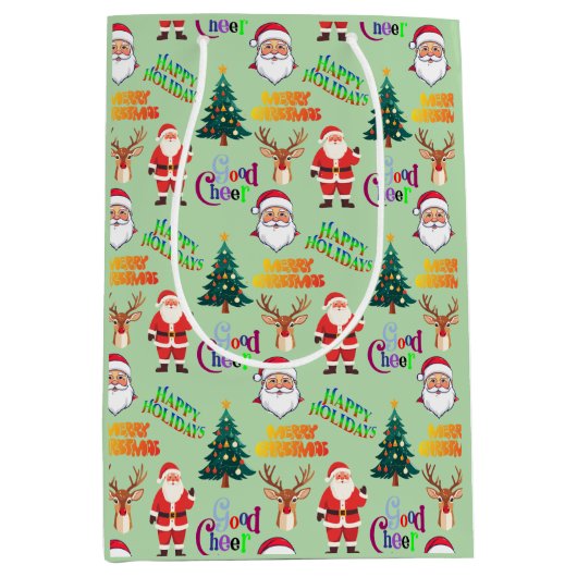 Unique Christmas Pattern Place on Medium Gift Bag ミディアムペーパーバッグ (正面)