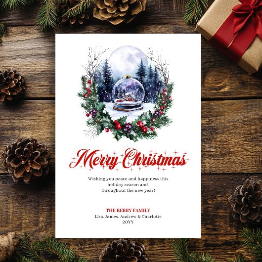 Unique Christmas Scene Red Green Greeting Card シーズンカード