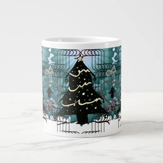 Unique Christmas Tree Modern Holiday Design ジャンボコーヒーマグカップ (正面)
