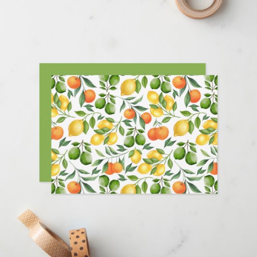 Unique Citrus Fruit Note Card ノートカード (正面/裏面インサイチュ)