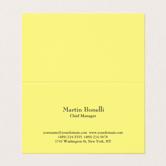 Unique Classical Simple Light Yellow 名刺 (外部フラット)