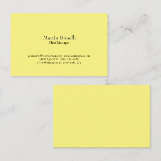 Unique Classical Simple Light Yellow 名刺 (正面/裏面)