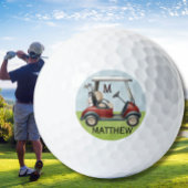 Unique Classy Custom Red Cart Monogram Name ゴルフボール