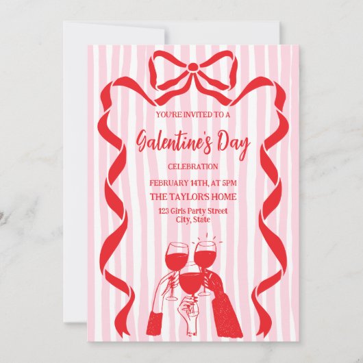 Unique Cocktail Galentine's Day Party Brunch  招待状 (正面)