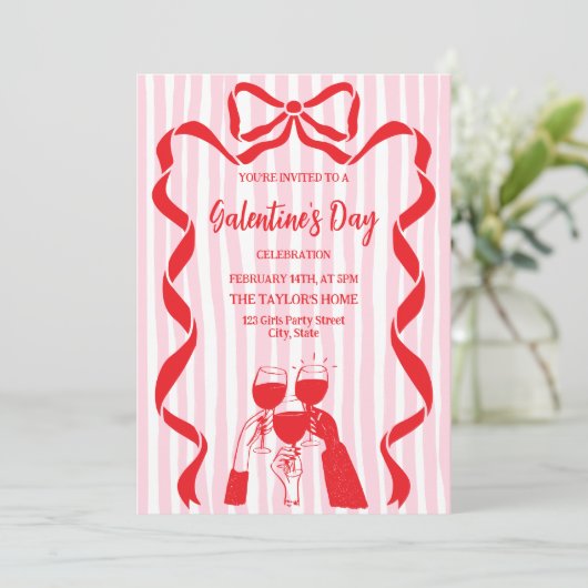 Unique Cocktail Galentine's Day Party Brunch  招待状 (スタンド正面)
