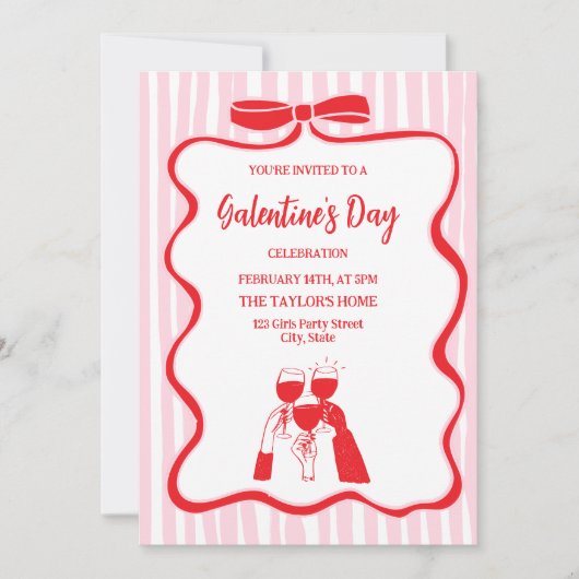 Unique Cocktail Galentine's Day Party Brunch  招待状 (正面)