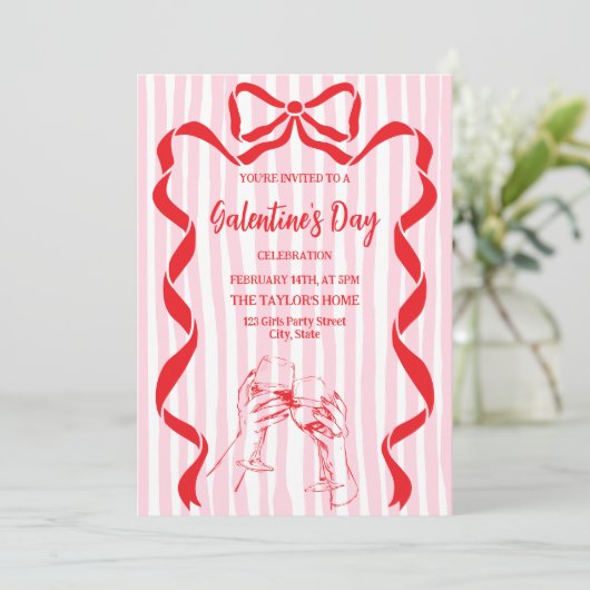 Unique Cocktail Galentine's Day Party Brunch  招待状 (スタンド正面)