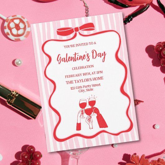 Unique Cocktail Galentine's Day Party Brunch  招待状