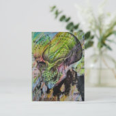 Unique colorful skull bones mixed media ポストカード (スタンド正面)