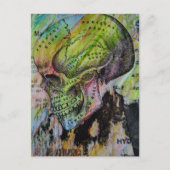 Unique colorful skull bones mixed media ポストカード (正面)