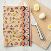 Unique combination autumn pattern Indien frame キッチンタオル (四つ折り)