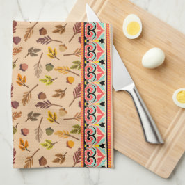 Unique combination autumn pattern Indien frame キッチンタオル