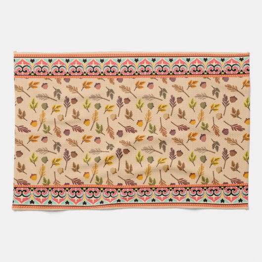 Unique combination autumn pattern Indien frame キッチンタオル (横)
