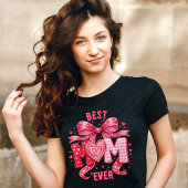 Unique Cure Blush Pink Coquette Bow Best Mom Ever Tシャツ