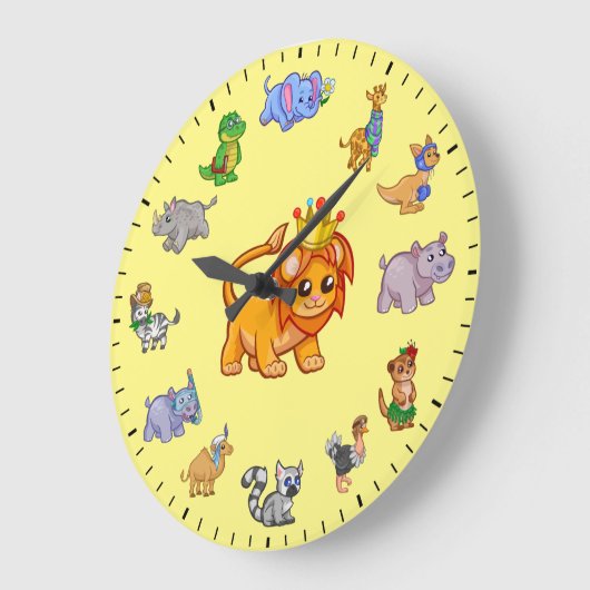 Unique Cute Animals of the Wild Themed ラージ壁時計 (傾斜)